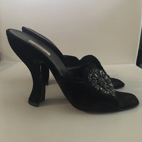 Prada Velvet Runway Mules w/ Crystal Detail, sz.38 - Picture 3 of 4